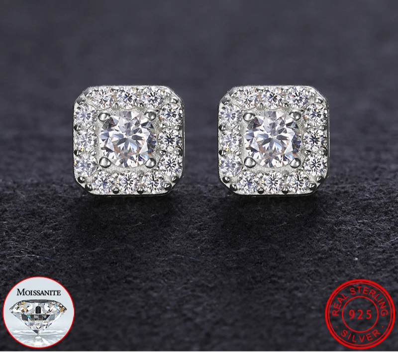 Soft Square S925 Sterling Silver Moissanite Earrings