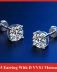 D VVS1 Moissanite Stud Earrings