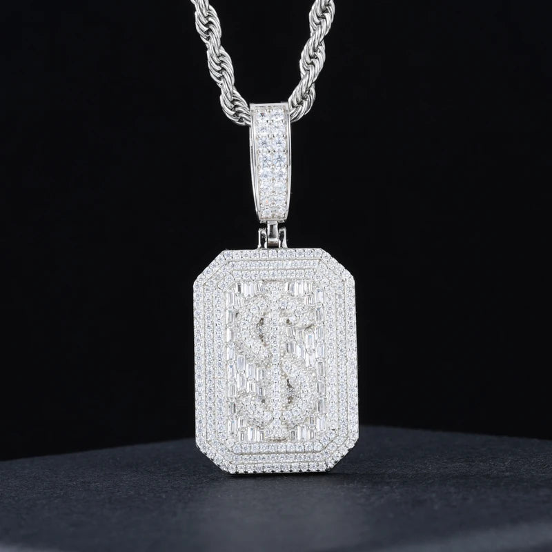 D VVS Moissanite Dollar Sign Pendant