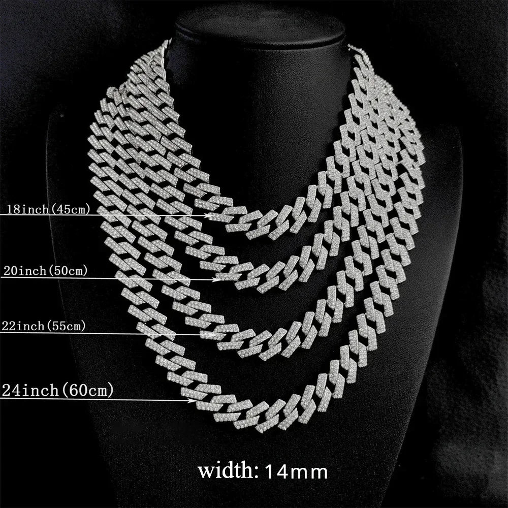 14mm Moissanite Cuban Link Necklace &amp; Bracelet