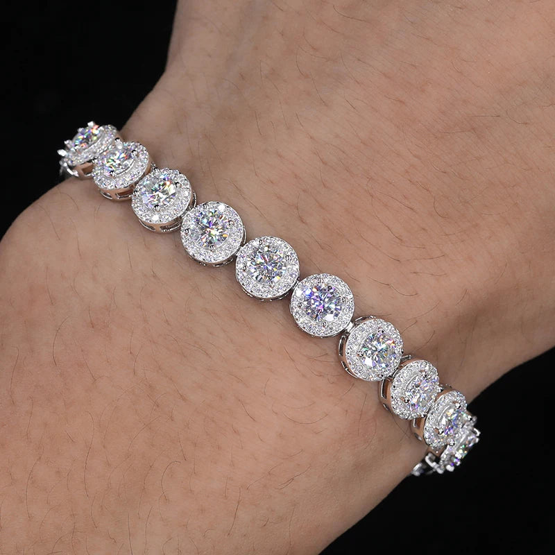 Elegant Round Moissanite Necklace &amp; Bracelet Set