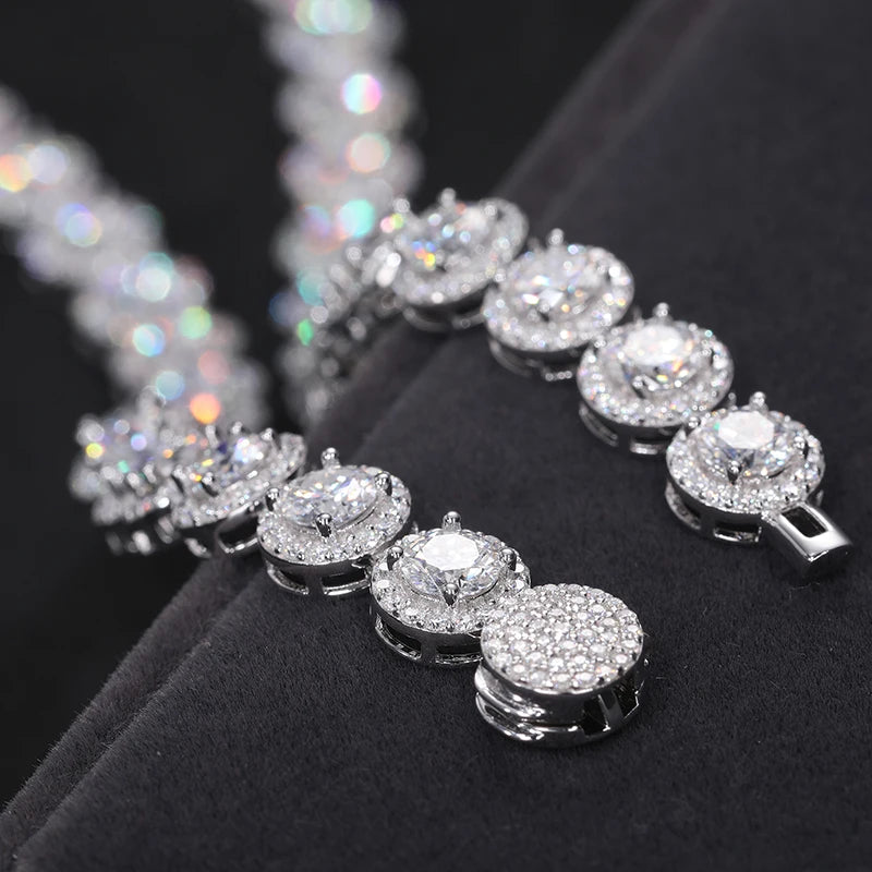 Elegant Round Moissanite Necklace &amp; Bracelet Set