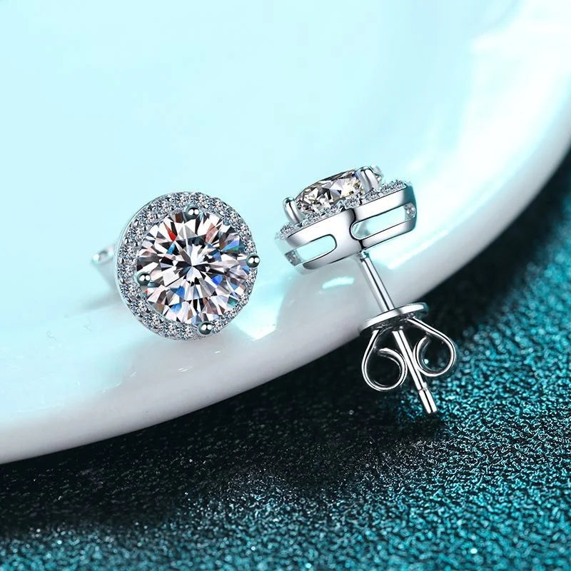 D Color Round Moissanite Earrings